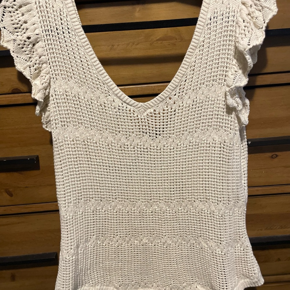 Cream Crochet Knit Top